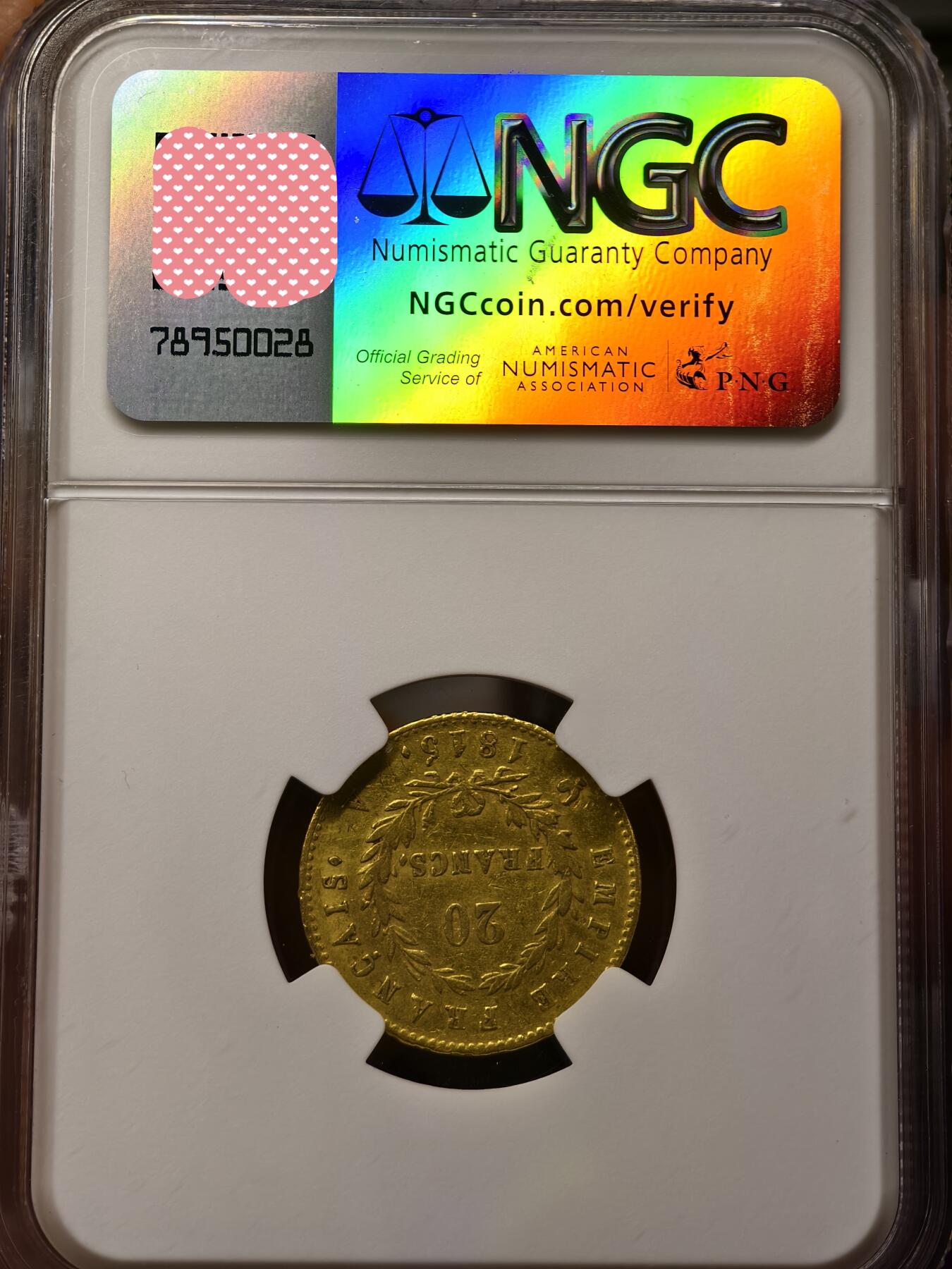 NGC-AUD法国1815年拿破仑“百日王朝”20法郎金币