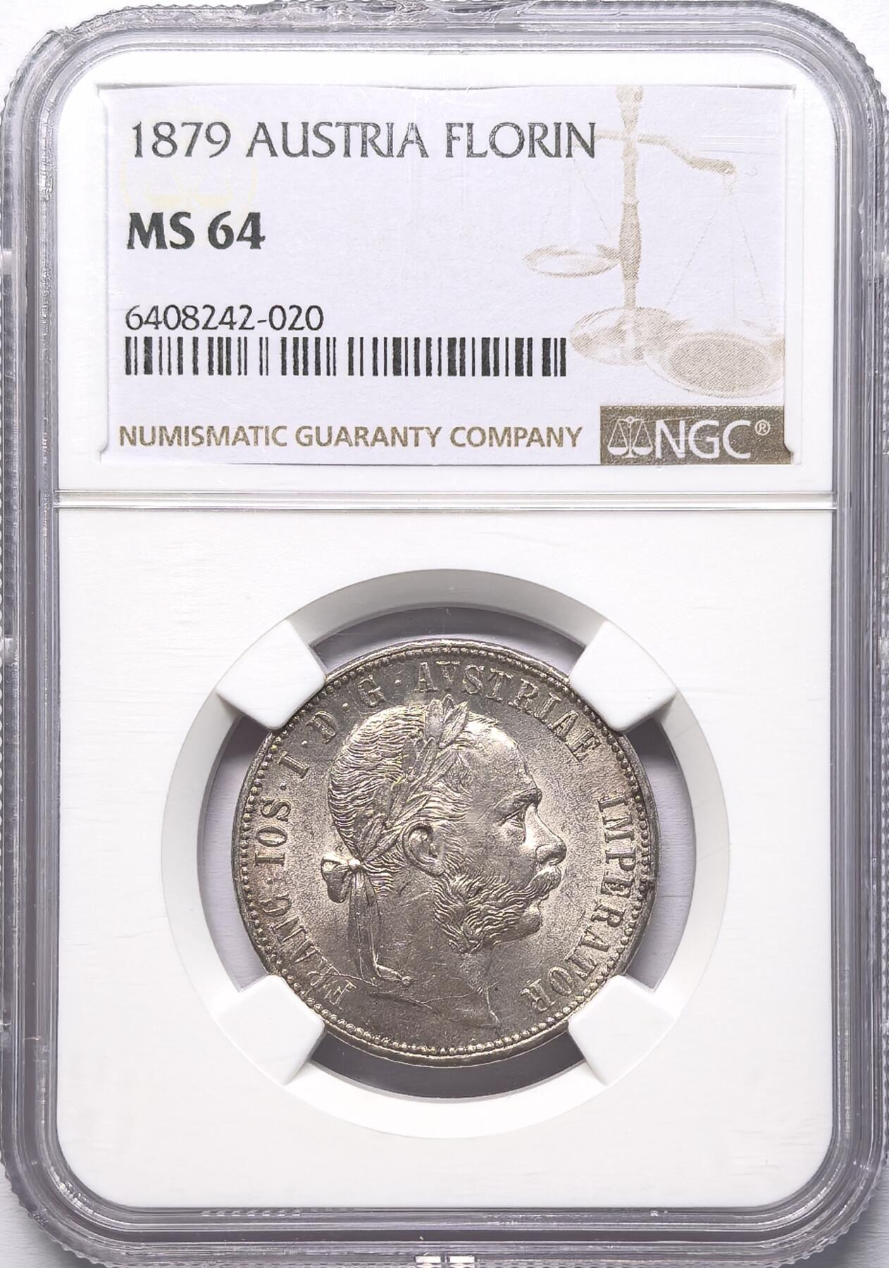 凡希社世界钱币微拍第二百八十六期 1879奥地利佛朗兹一世佛罗林银币NGC-MS64