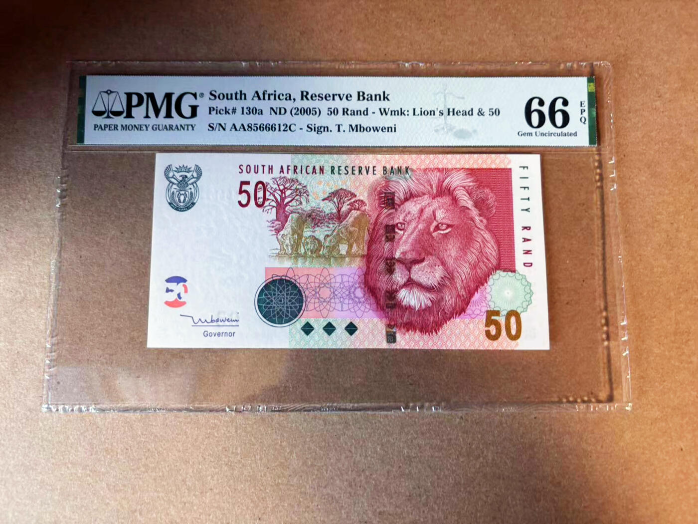 【Blue Auction】✨世界纸币精拍第563期【精】 【AA无47】南非 2005年50兰特 PMG66EPQ 
