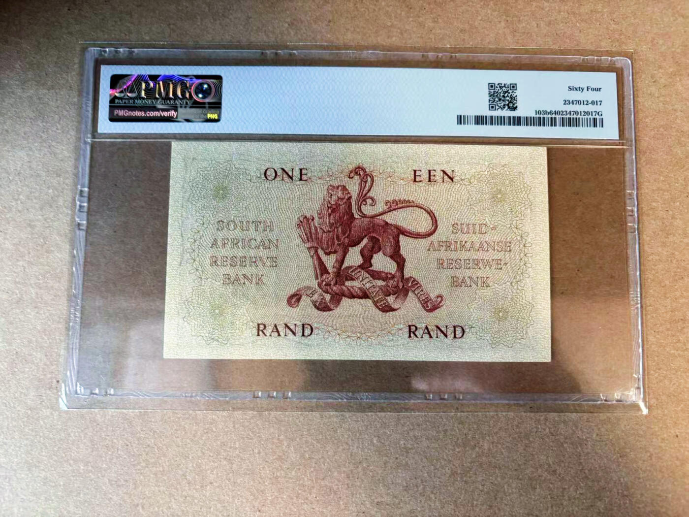 【Blue Auction】✨世界纸币精拍第563期【精】 南非 1962-65年1兰特 PMG64