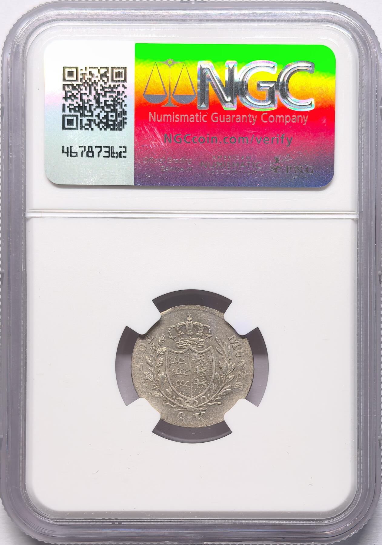 凡希社世界钱币微拍第二百八十六期 1832德国符腾堡6K银币NGC-MS61