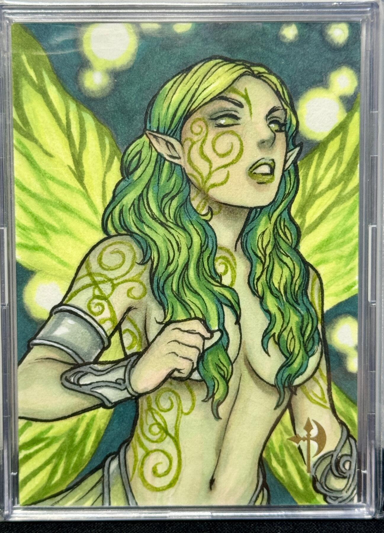 白泽拍卖卡牌手绘专场第8期（露深花气冷，霜降蟹膏肥） 2022 国度手绘卡 木精灵 Zest亲签 卡砖封装