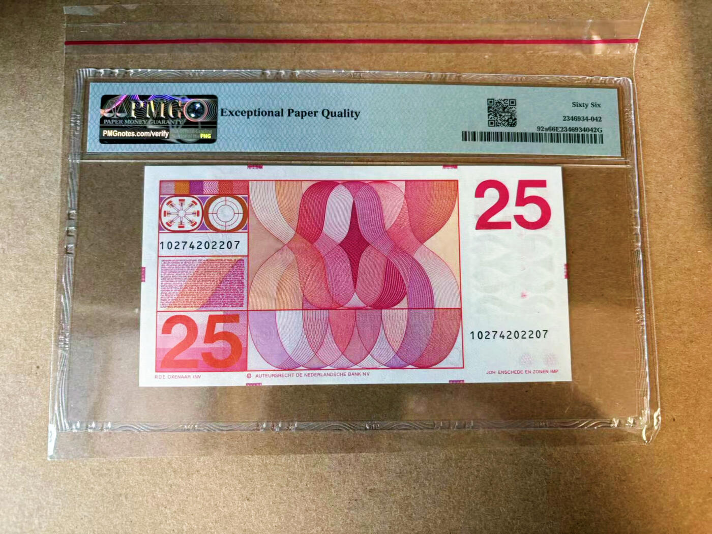 【Blue Auction】✨世界纸币精拍第563期【精】 荷兰 1971年25盾 PMG66EPQ 