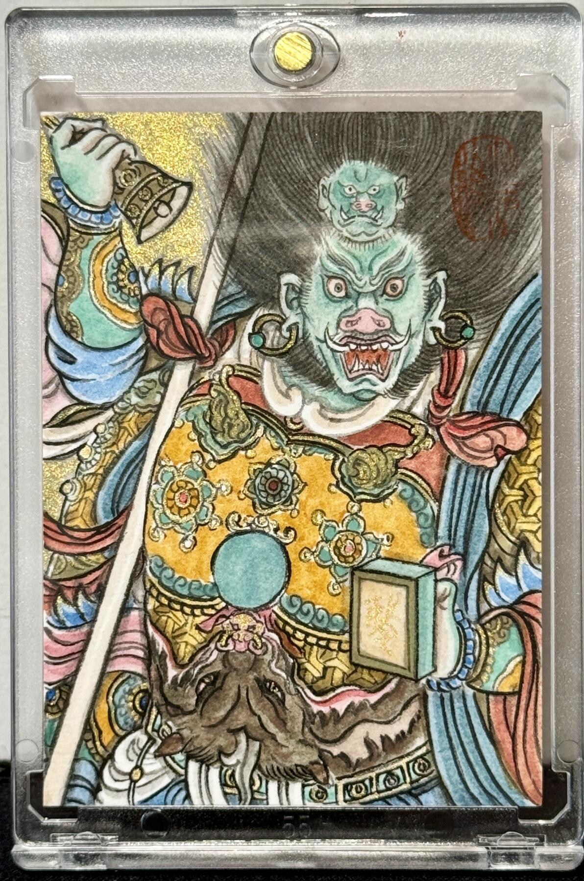 白泽拍卖卡牌手绘专场第8期（露深花气冷，霜降蟹膏肥） 2024 卢艺丰手绘卡 永乐宫天蓬元帅 卢艺丰亲签 卡砖封装