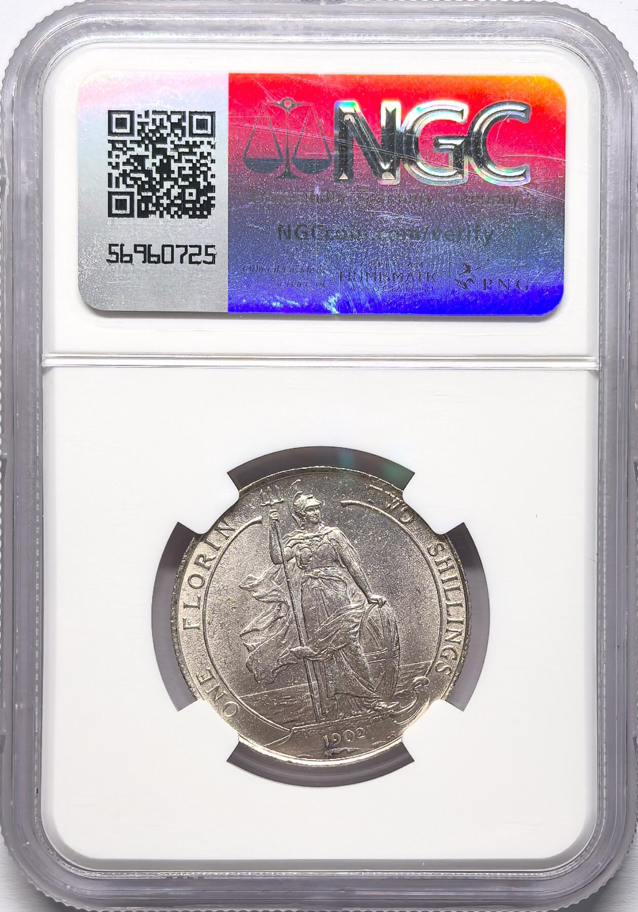 凡希社世界钱币微拍第二百八十六期 1902英国爱七海神佛罗林银币NGC-MS63