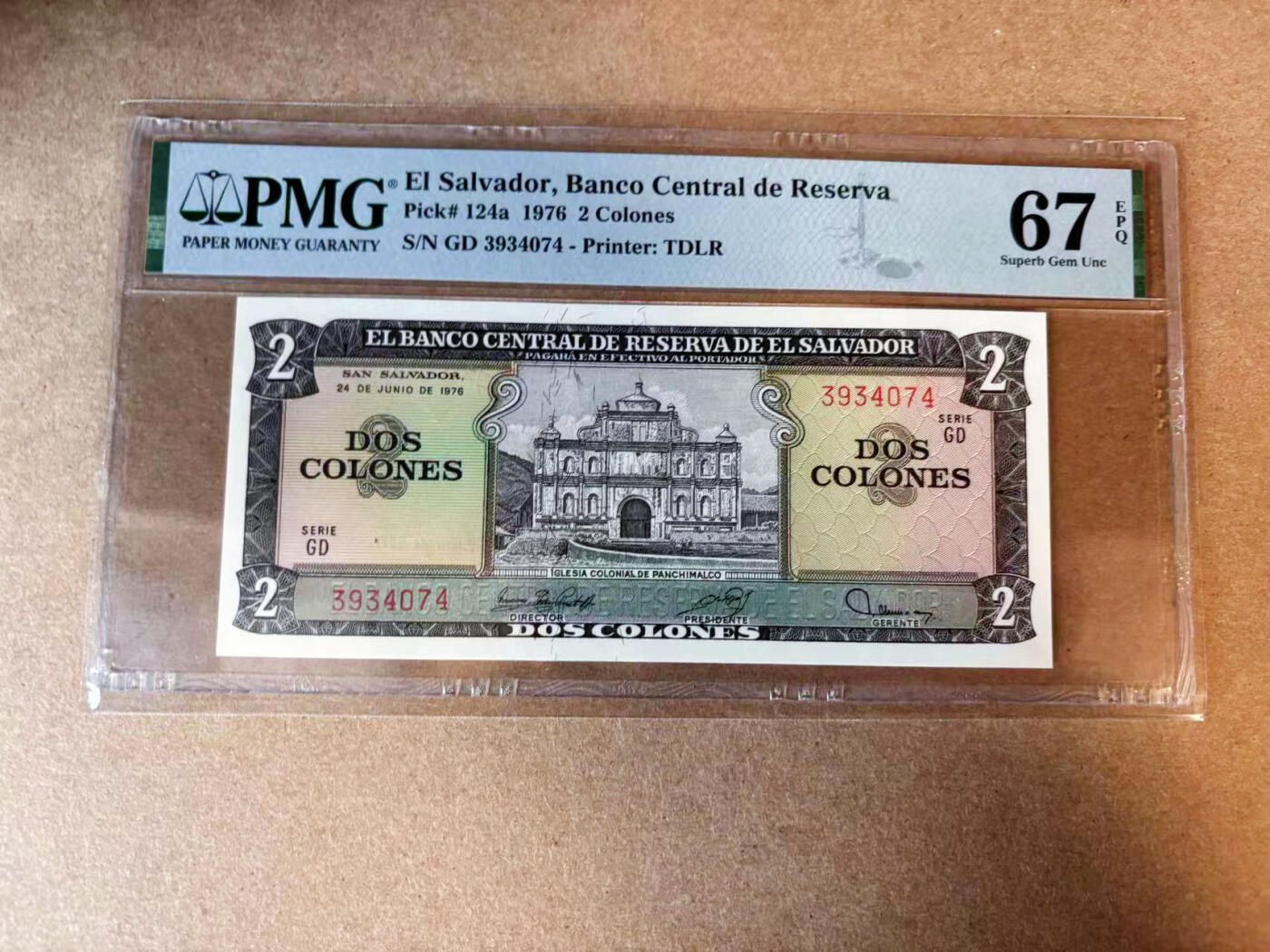 【Blue Auction】✨世界纸币精拍第563期【精】 萨尔瓦多 1976年2克朗 PMG67EPQ 高分