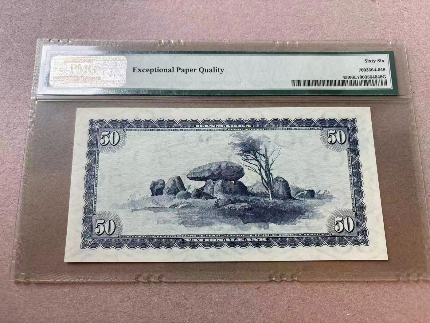 【Blue Auction】✨世界纸币精拍第563期【精】 【p45I】丹麦 1970年50克朗  PMG66EPQ 