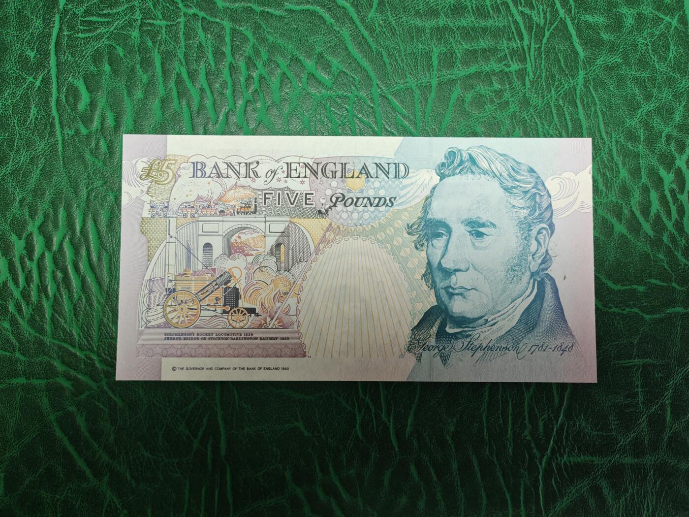 英国 E序初版 5 英镑 纸币 1997年 香港回归纪念册 HK97冠纪念钞 P-382Aa 全新UNC