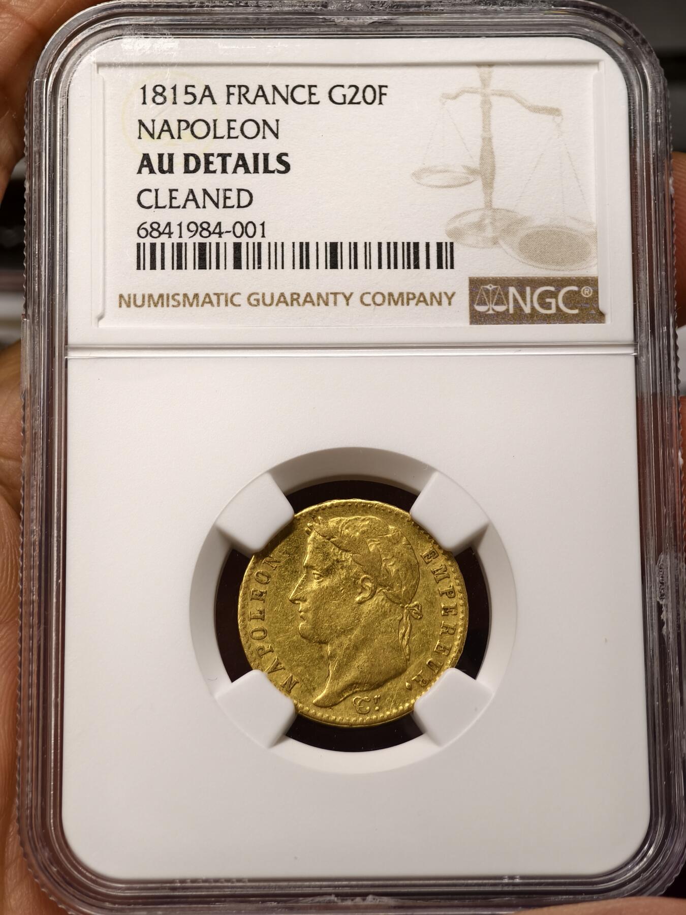 NGC-AUD法国1815年拿破仑“百日王朝”20法郎金币
