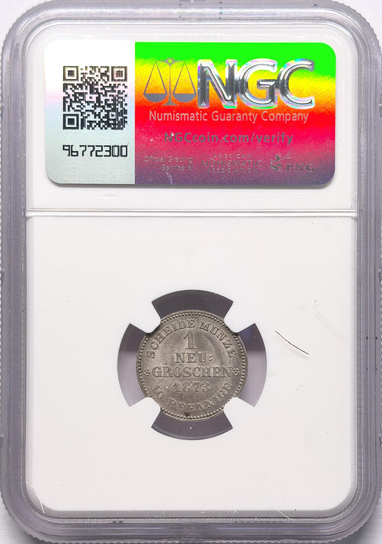 凡希社世界钱币微拍第二百八十六期 1873德国萨克森头像版1NG银币NGC-MS65