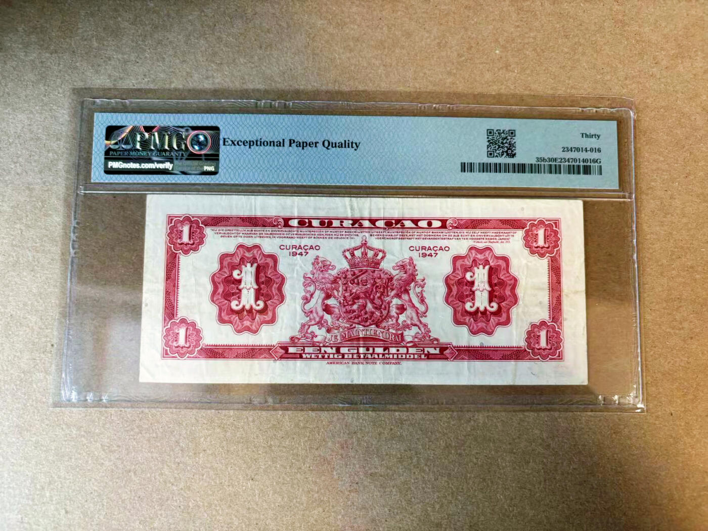 【Blue Auction】✨世界纸币精拍第563期【精】 库拉索 1947年1盾 ABNC出品 墨丘利 PMG30EPQ 