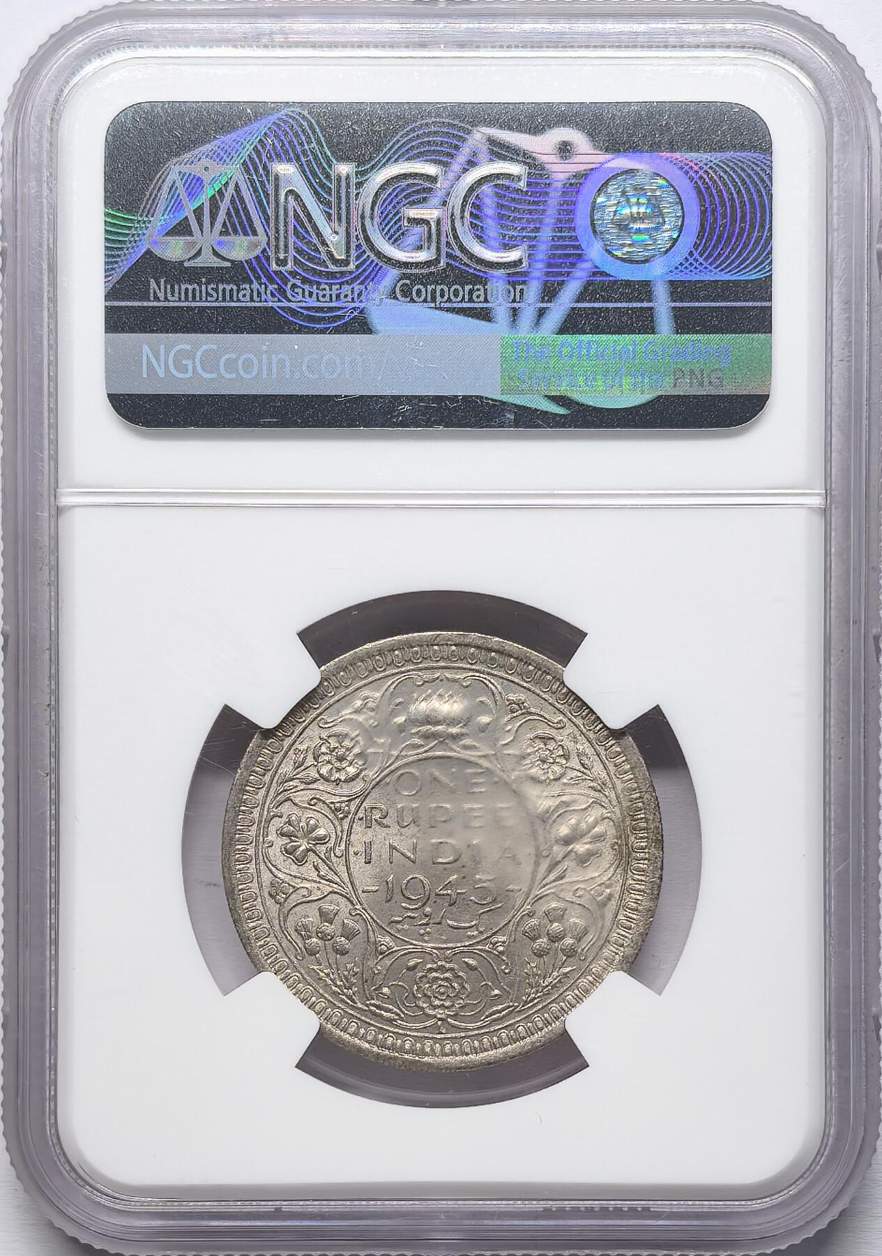 凡希社世界钱币微拍第二百八十六期 1945L英属印度乔六卢比NGC-MS63