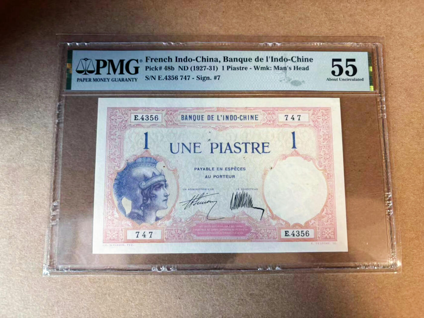 【Blue Auction】✨世界纸币精拍第563期【精】 【747小雷达】法属印支 1927-31年1皮 PMG55
