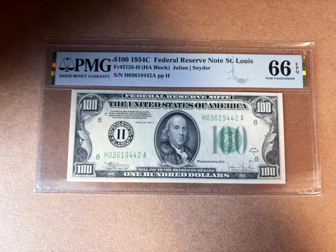 【Blue Auction】✨世界纸币精拍第563期【精】   美国 1934年100美金 圣路易斯版 PMG66EPQ 高分 