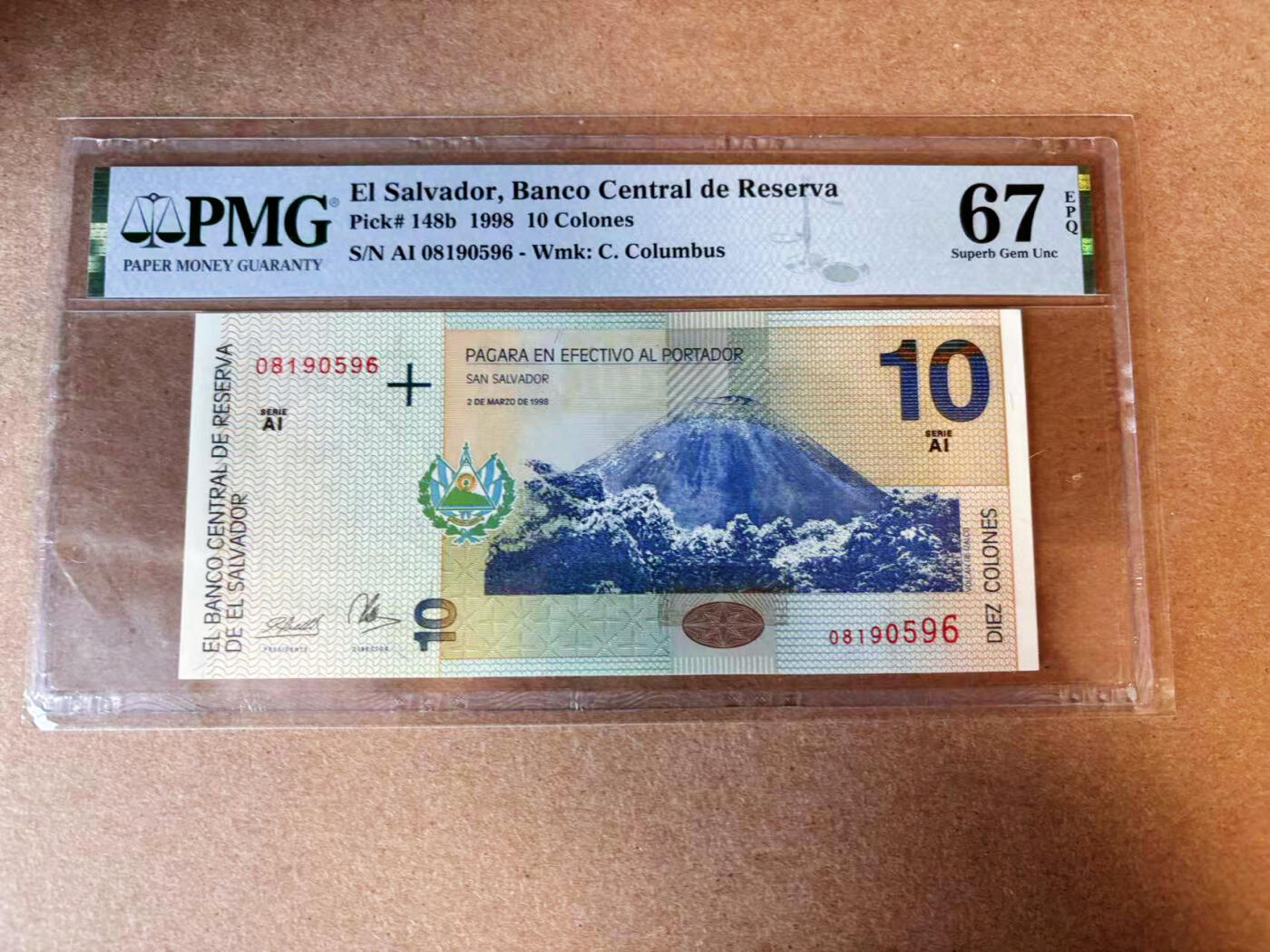 【Blue Auction】✨世界纸币精拍第563期【精】 【无47】萨尔瓦多 1998年10克朗 PMG67EPQ 高分