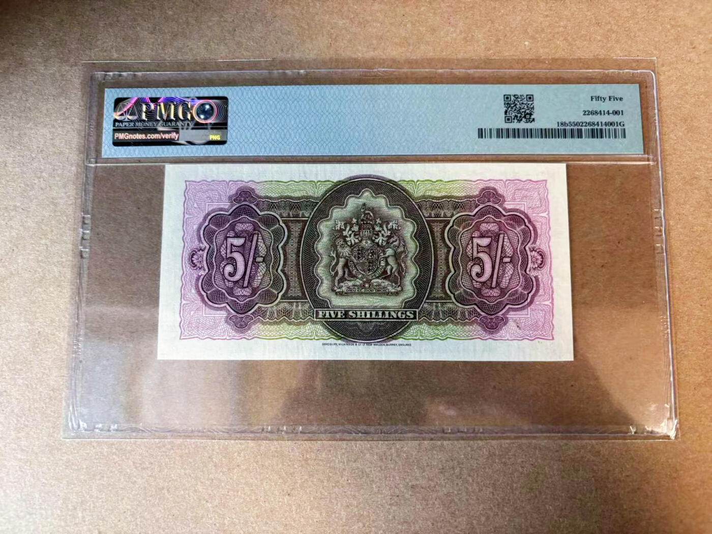 【Blue Auction】✨世界纸币精拍第563期【精】 【无47】百慕大 1957年5先令 BWC出品 女王 PMG55	