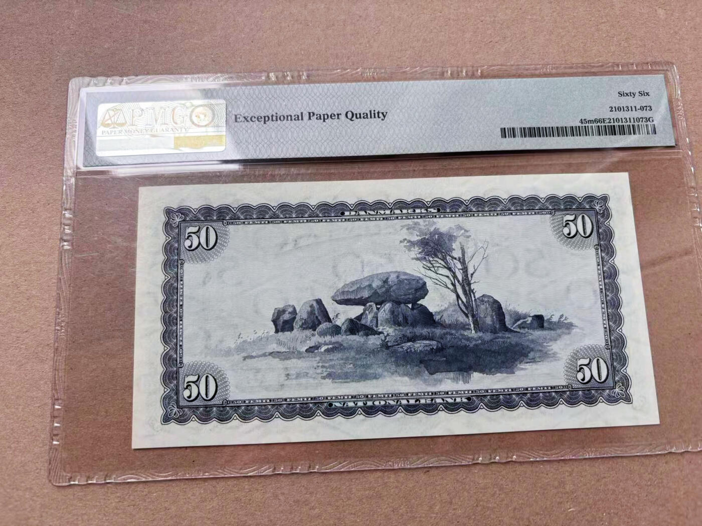 【Blue Auction】✨世界纸币精拍第563期【精】 【p45m】丹麦 1970年50克朗  PMG66EPQ 