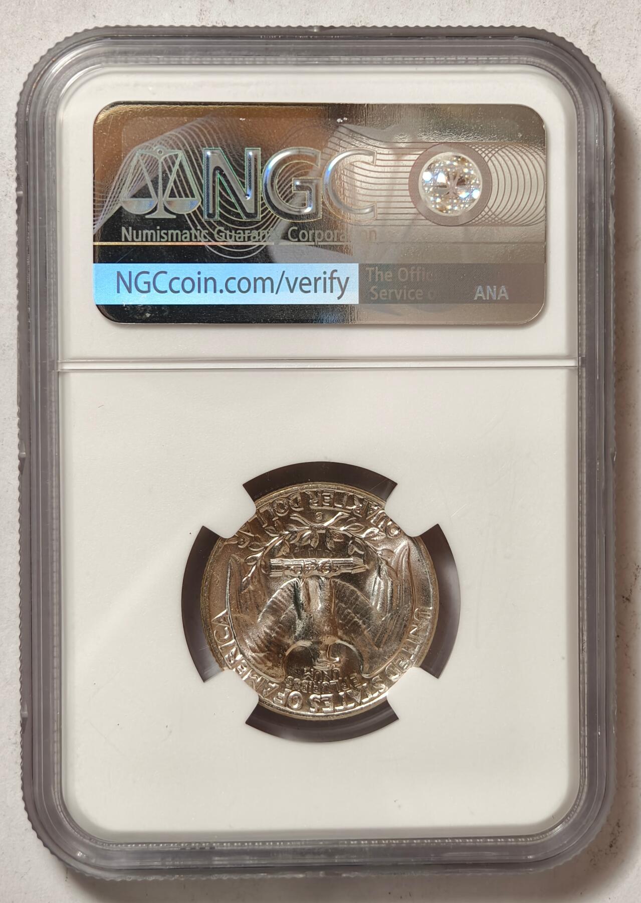 紫瑗钱币——第496期 美国 1957年 D版 华盛顿 25美分 银币 NGC MS64
