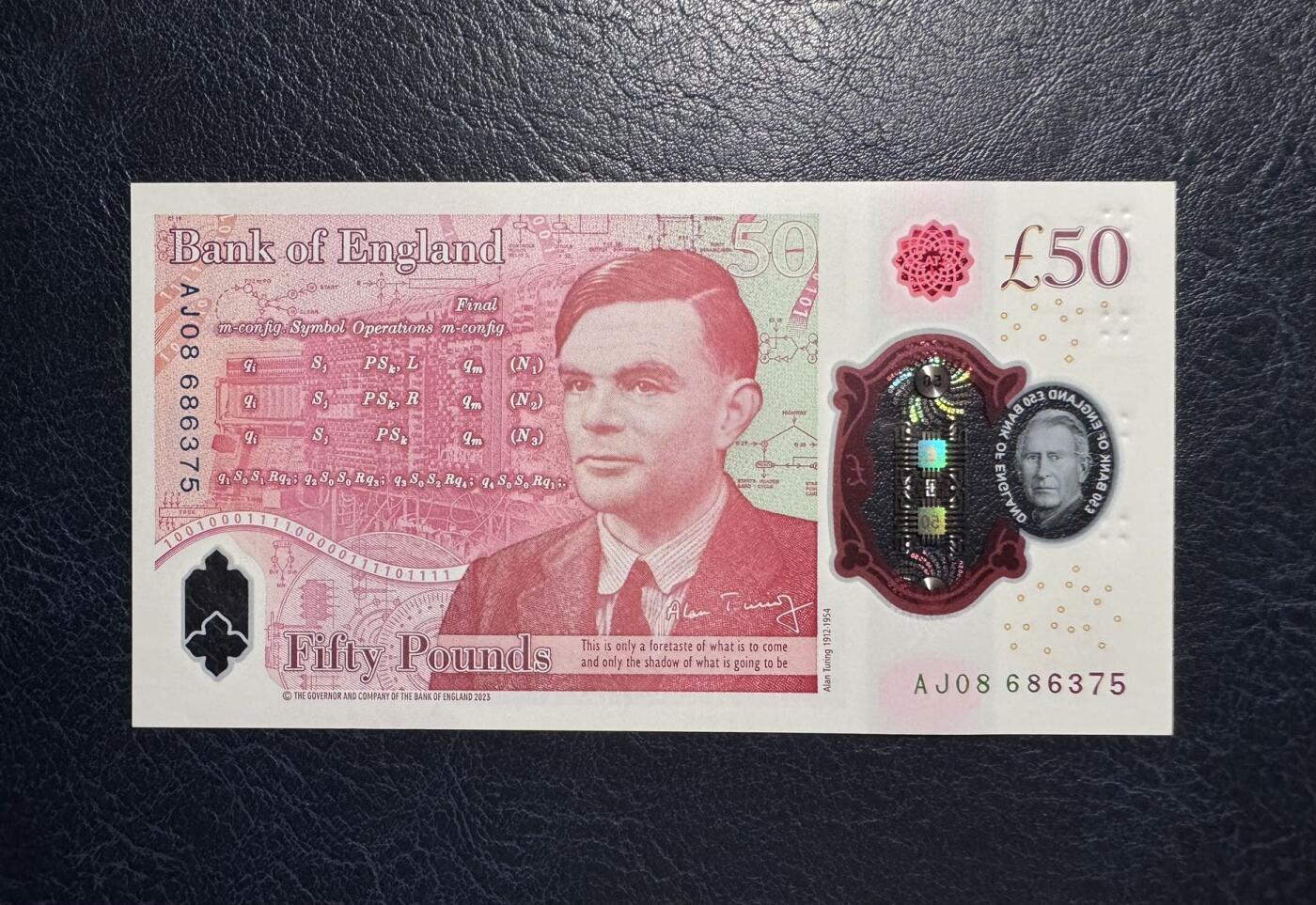 收藏联盟Quantum Auction 第385期拍卖  英国2024年50镑 品相全新UNC 号码无4 AJ冠 查理三世国王