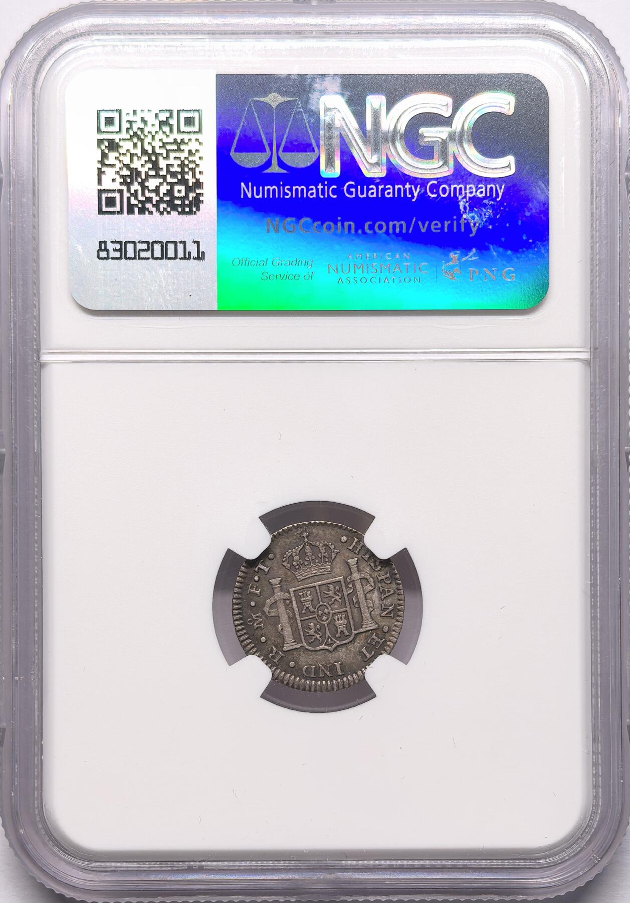 凡希社世界钱币微拍第二百八十六期 1801墨西哥卡四Real小双柱NGC-AU50