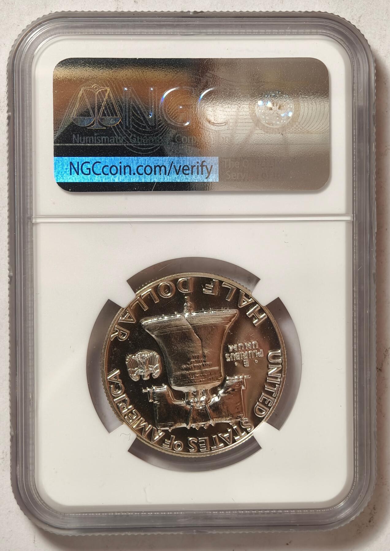 紫瑗钱币——第438期 美国 1959年 富兰克林 50美分 半美元 12.5克 0.9银 NGC PF67