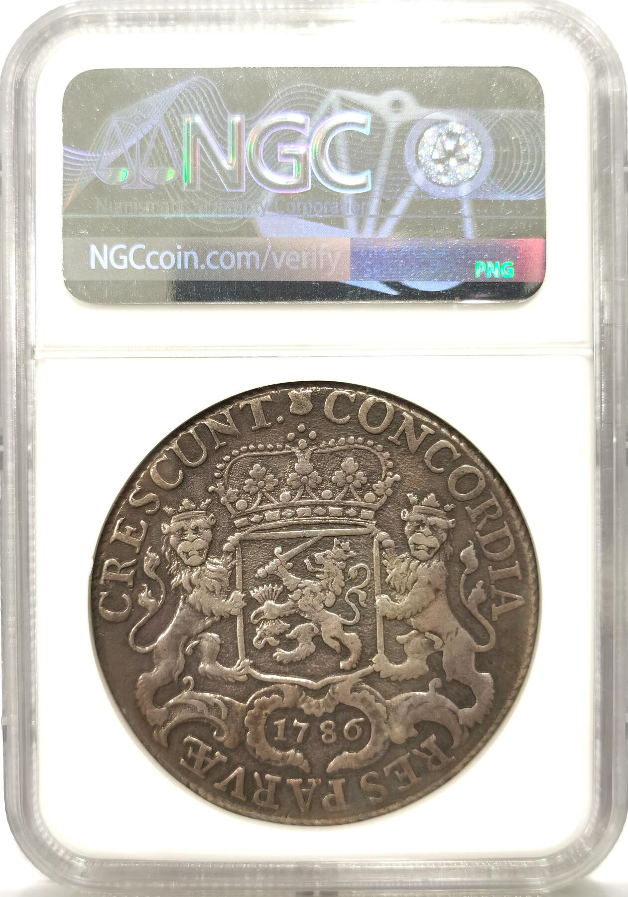 博洋堂世界钱币拍卖第096期（全场包邮） NGC XF 荷兰乌特勒支1786年1杜卡特马剑大银币