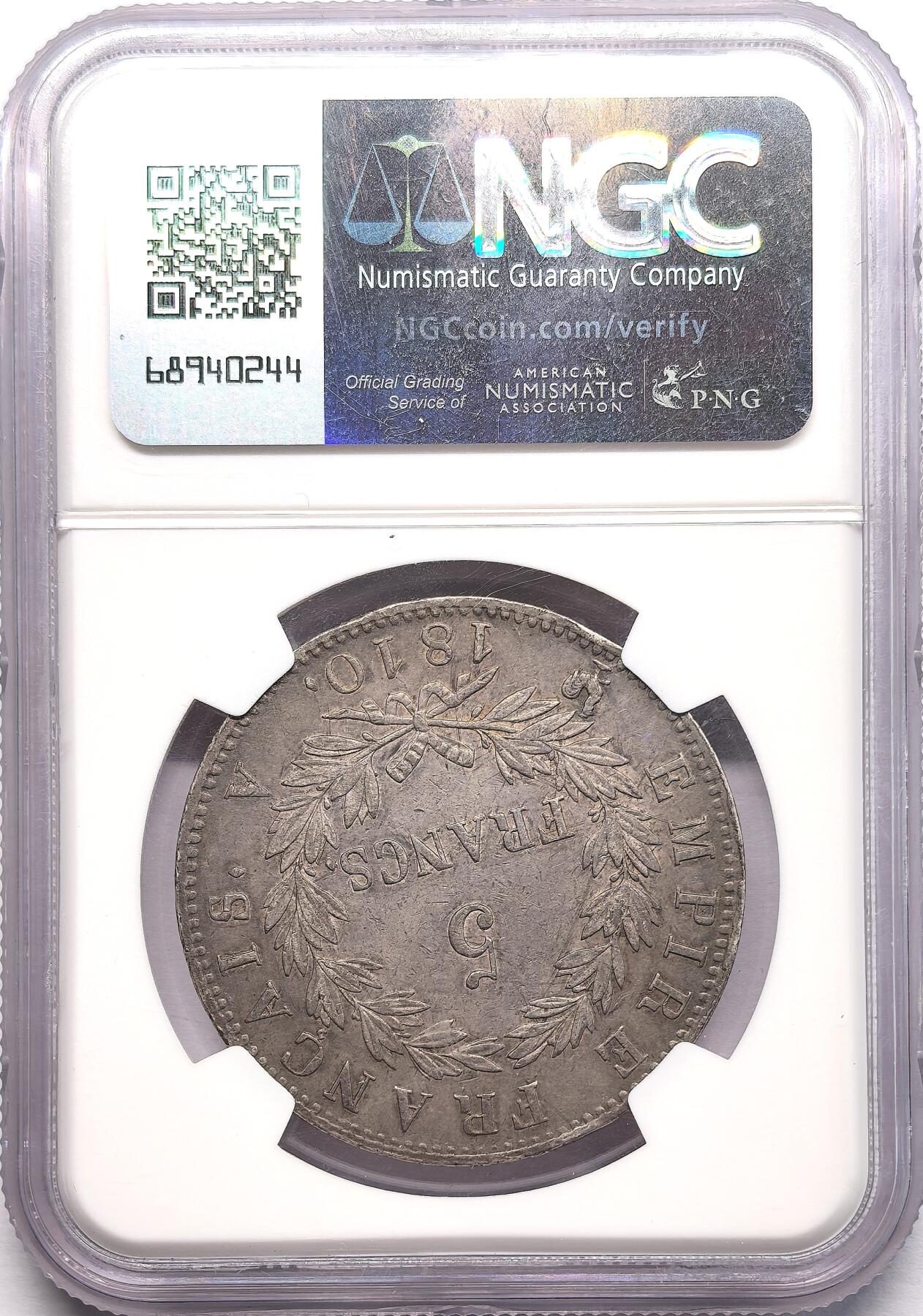 凡希社世界钱币微拍第二百八十六期 1810A法国拿破仑桂冠像5法郎NGC-AU50