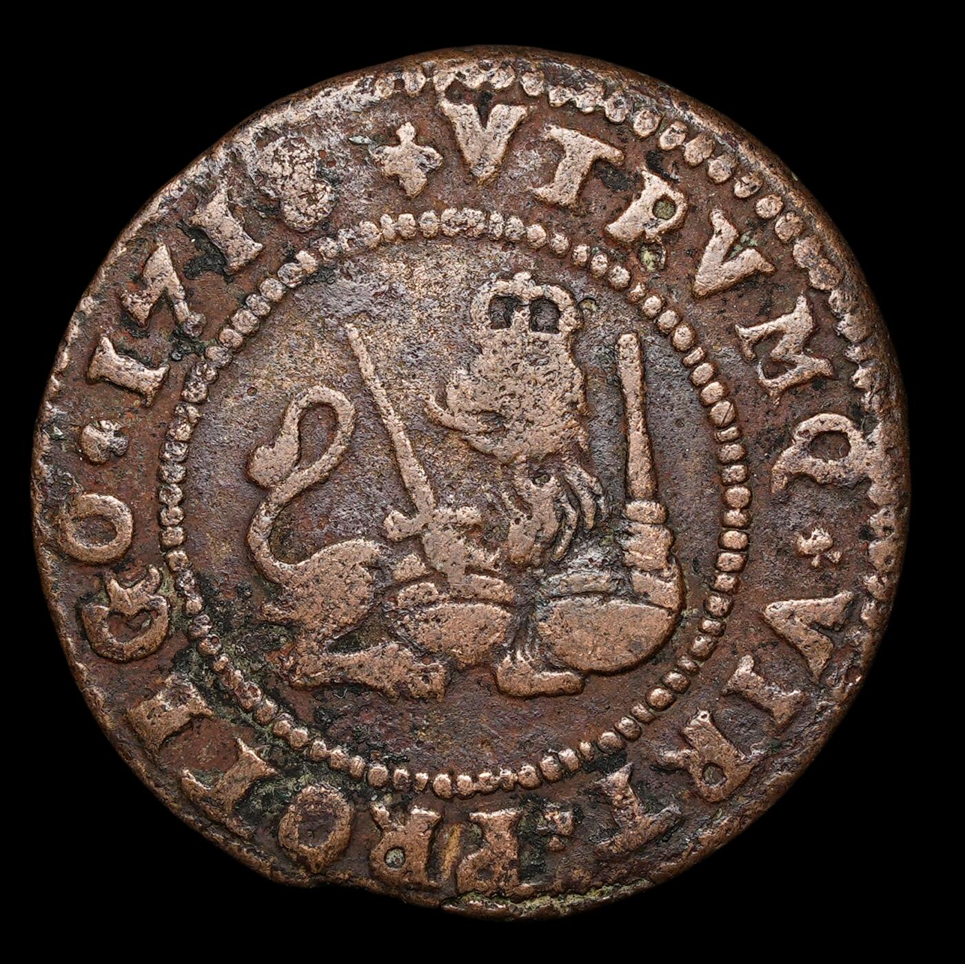 修遠堂世界钱币第四十四期 全场包邮 散币裸币专场 1718西班牙 1 Maravedi铜币 费利佩五世