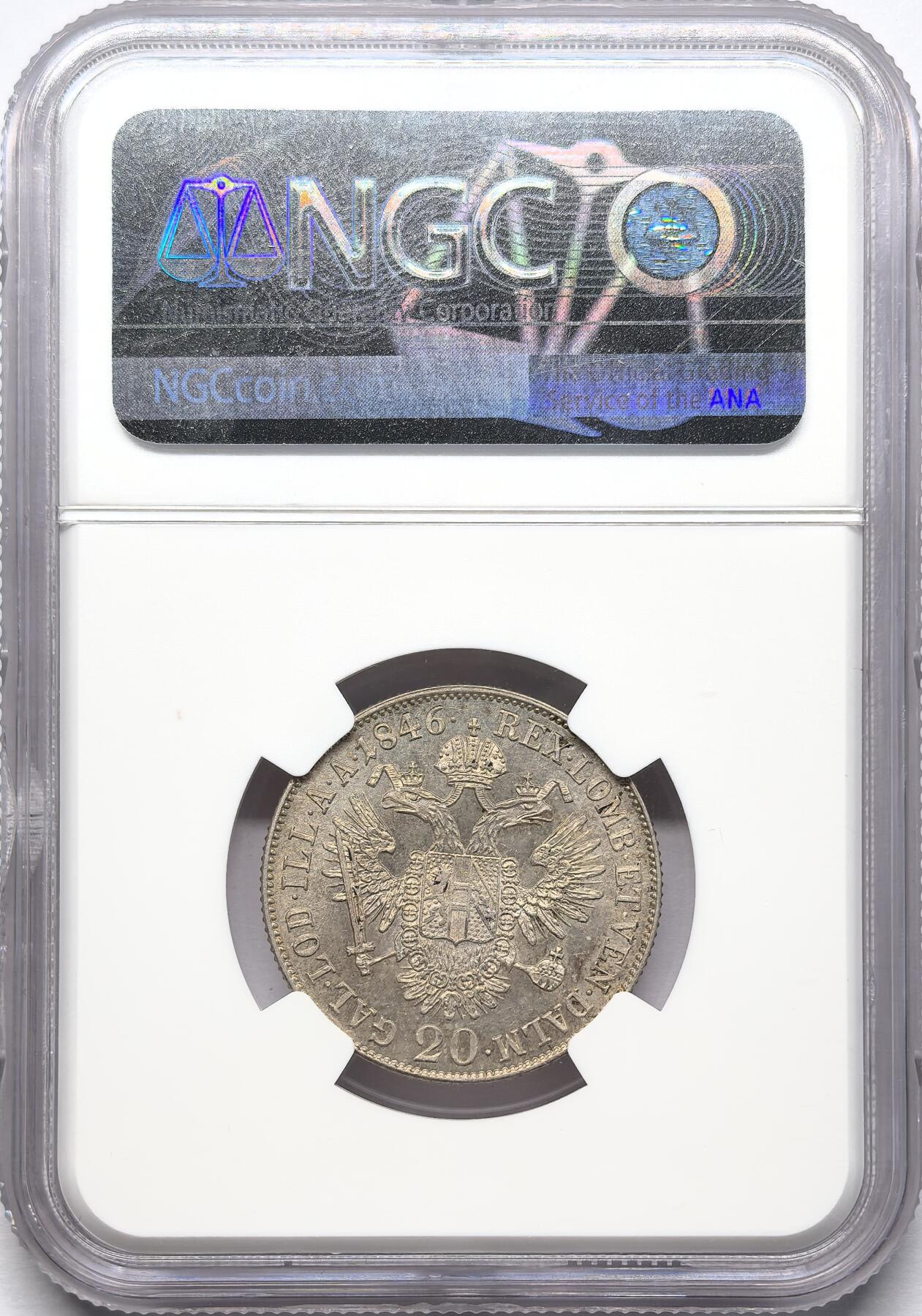 凡希社世界钱币微拍第二百八十六期 1846奥地利斐迪南20K银币NGC-MS63，N亚军分！