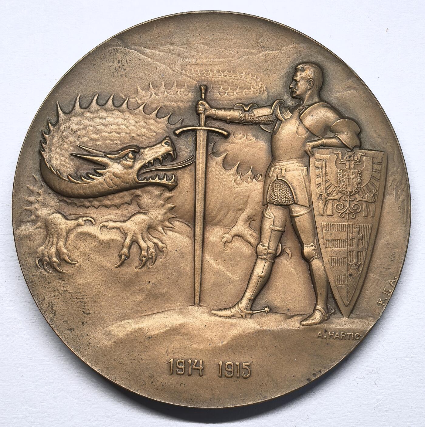 凡希社世界钱币微拍第二百八十六期 1915奥地利陆军元帅弗兰茨·康拉德·冯·赫岑多夫纪念大铜章，一战系列，直径65mm，品相UNC。