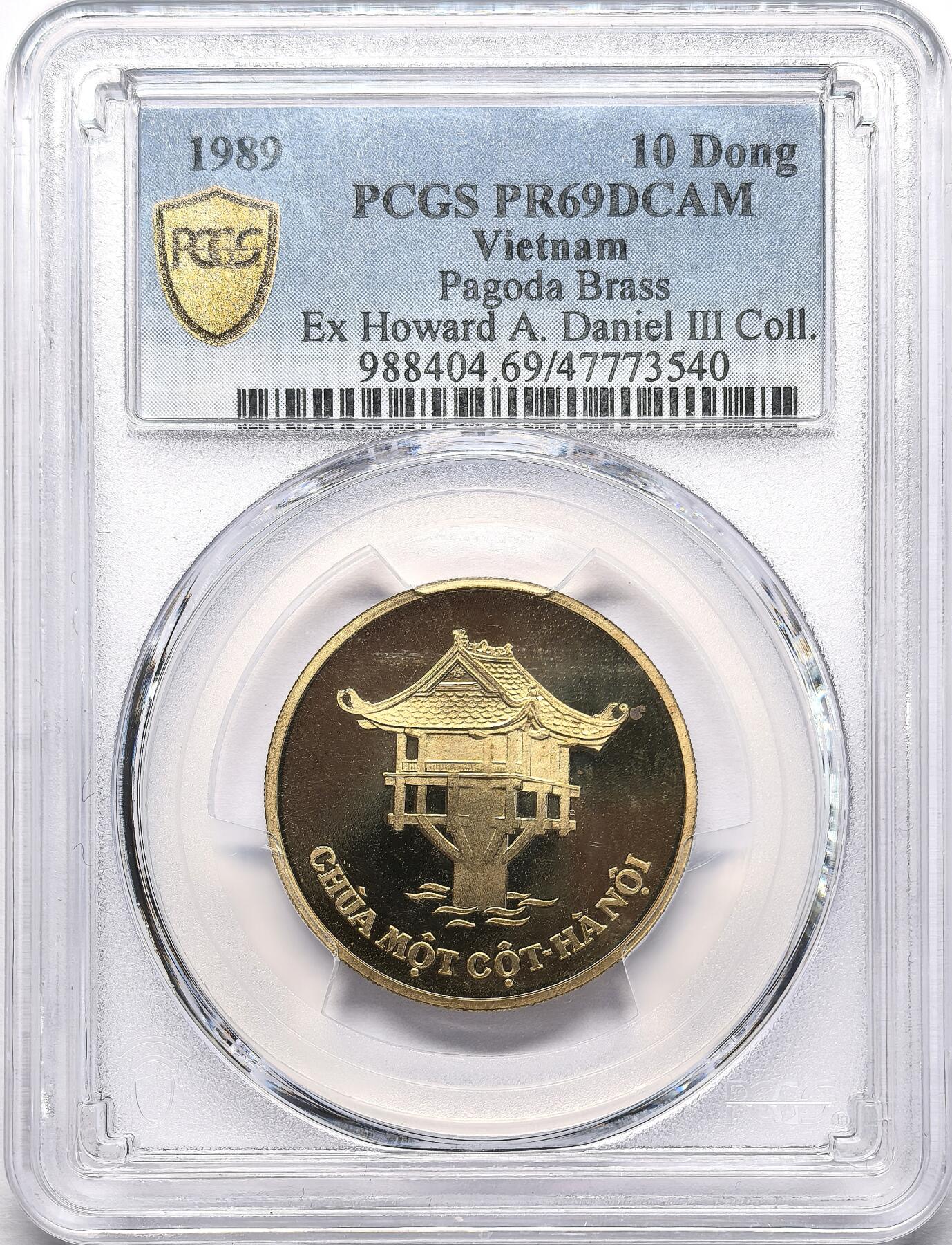 凡希社世界钱币微拍第二百八十六期 1989越南河内独柱寺10Dong铜币PCGS-PR69DCAM，币品黄亮，收藏级品相，名家出品。