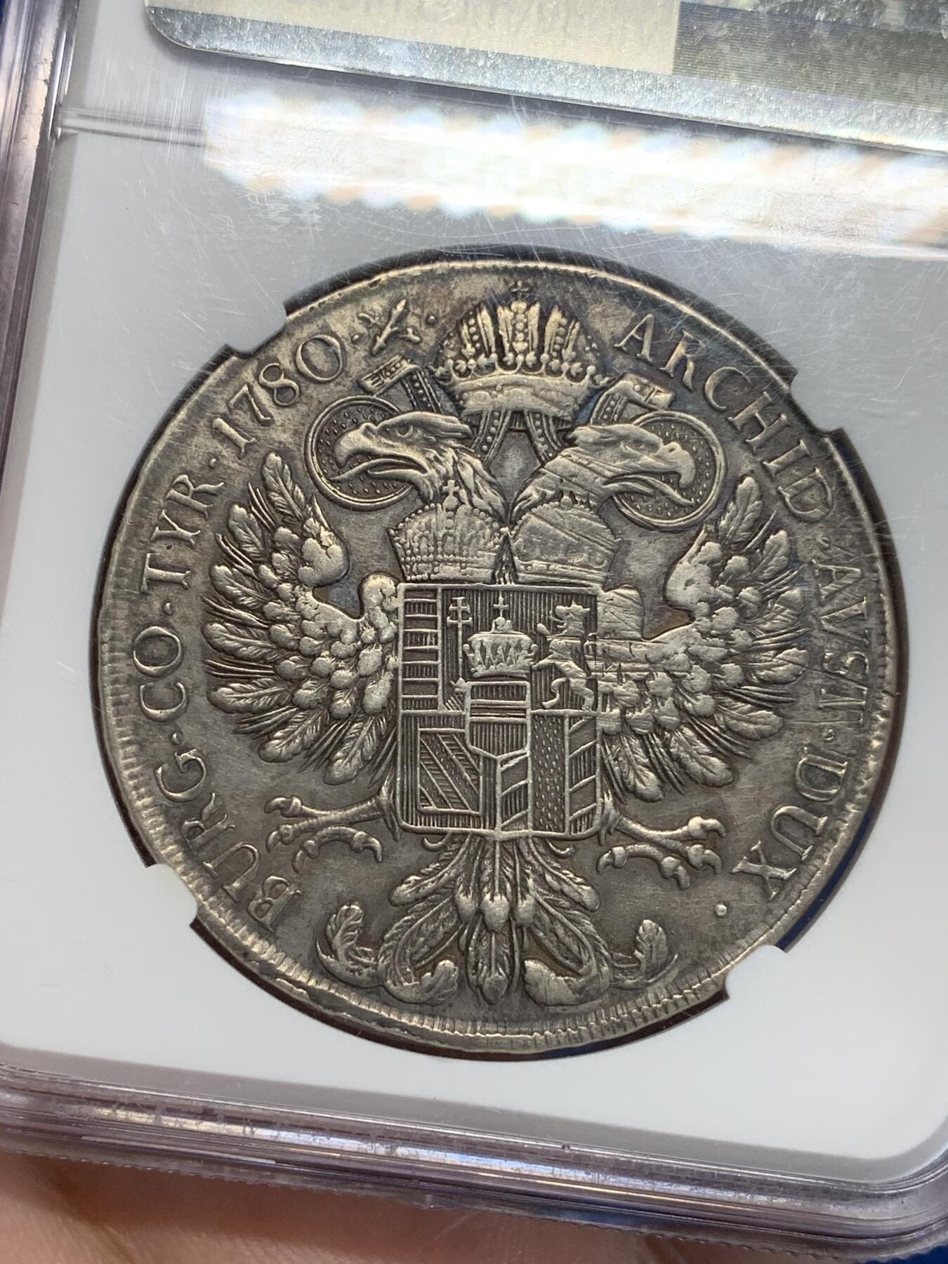 《竞宝斋》第319场 周日，周一，周二  3场连拍 （全场包邮） NGC XFD 奥匈帝国1780年大奶妈泰勒银币 早期米兰版 ngc标记早期错了 1820年左右铸造