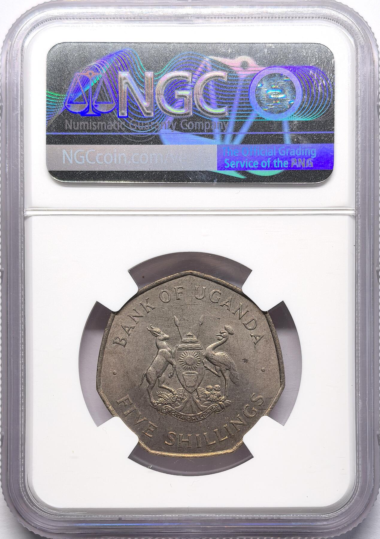 凡希社世界钱币微拍第二百八十六期 1972乌干达七边形5先令NGC-MS63