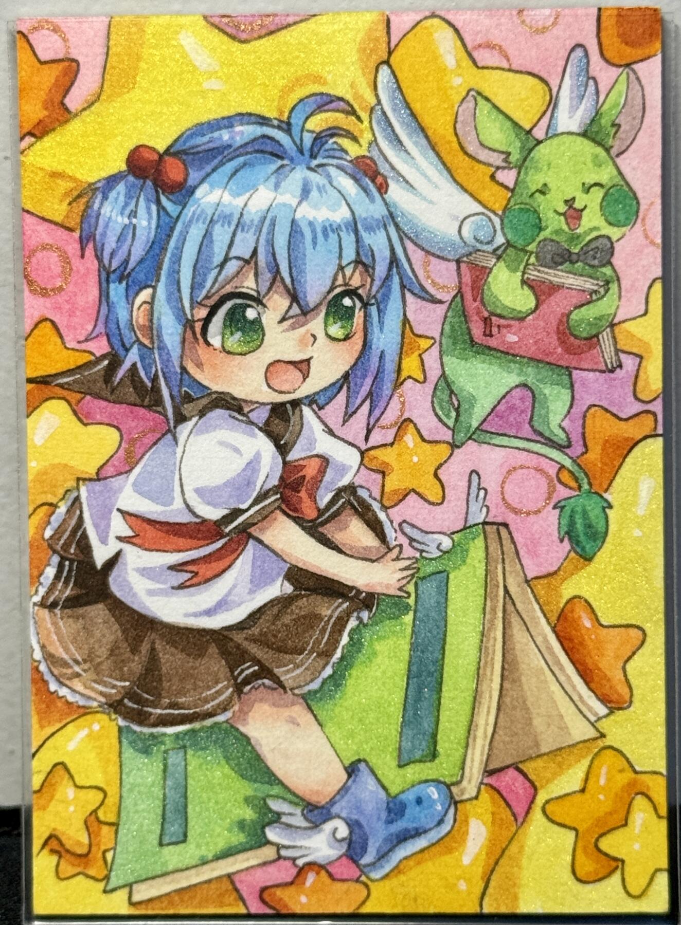 白泽拍卖卡牌手绘专场第8期（露深花气冷，霜降蟹膏肥） 2024 就是玩工作室手绘卡 童趣 蜜蜜亲签