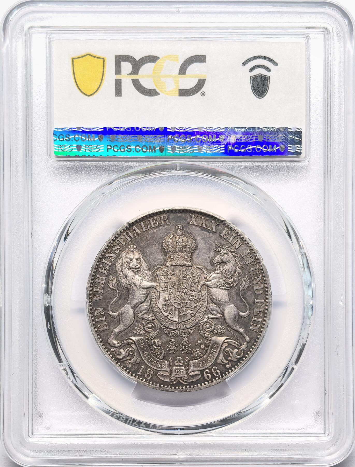 凡希社世界钱币微拍第二百八十六期 1866B德国汉诺威狮马泰勒PCGS-MS62