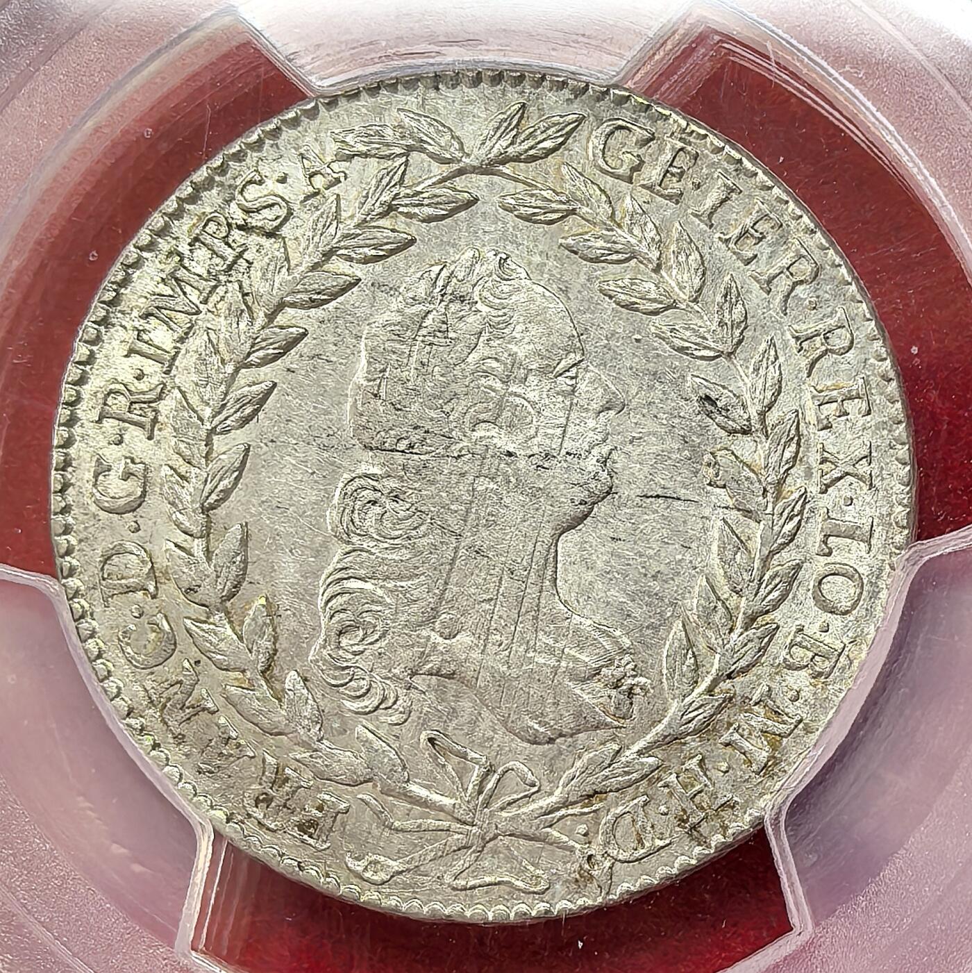 凡希社世界钱币微拍第二百八十六期 1765WI神罗弗朗兹一世20K银币PCGS-MS62，全银光，P亚军分。