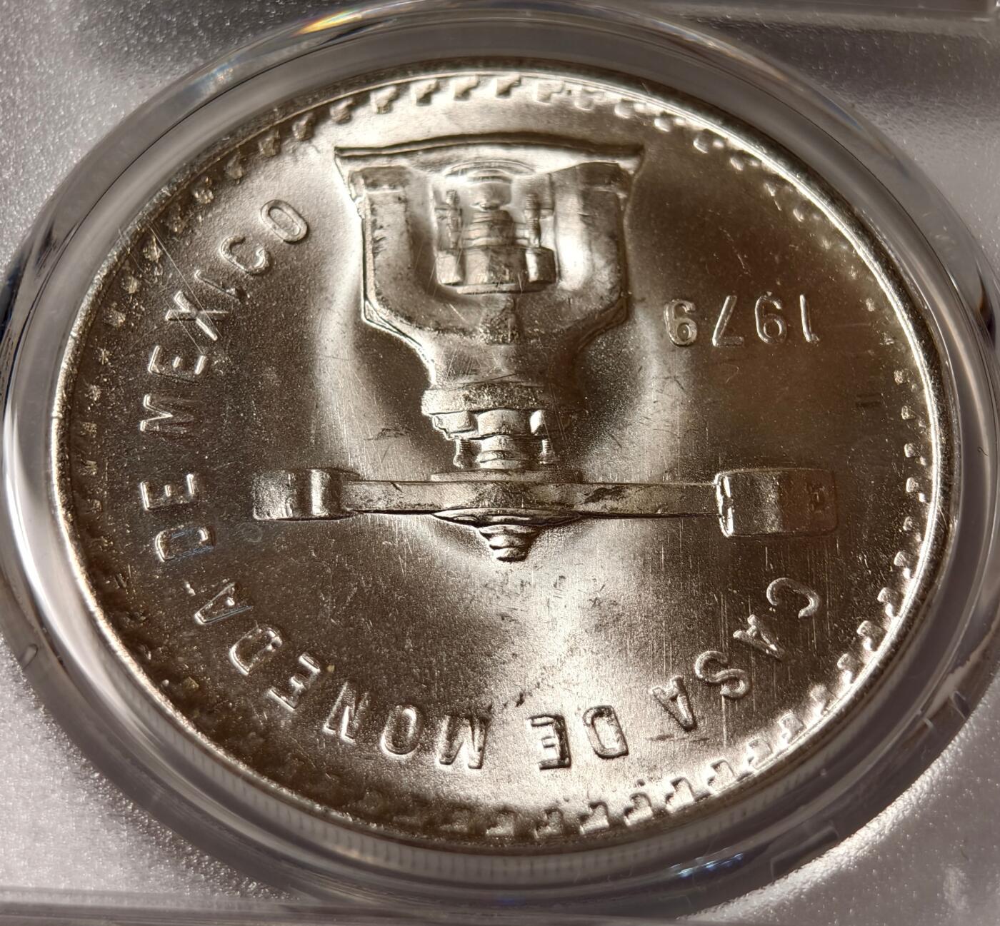 紫瑗钱币——第518期 墨西哥 1979年 MO 天平铸币机纪念币 PCGS MS65