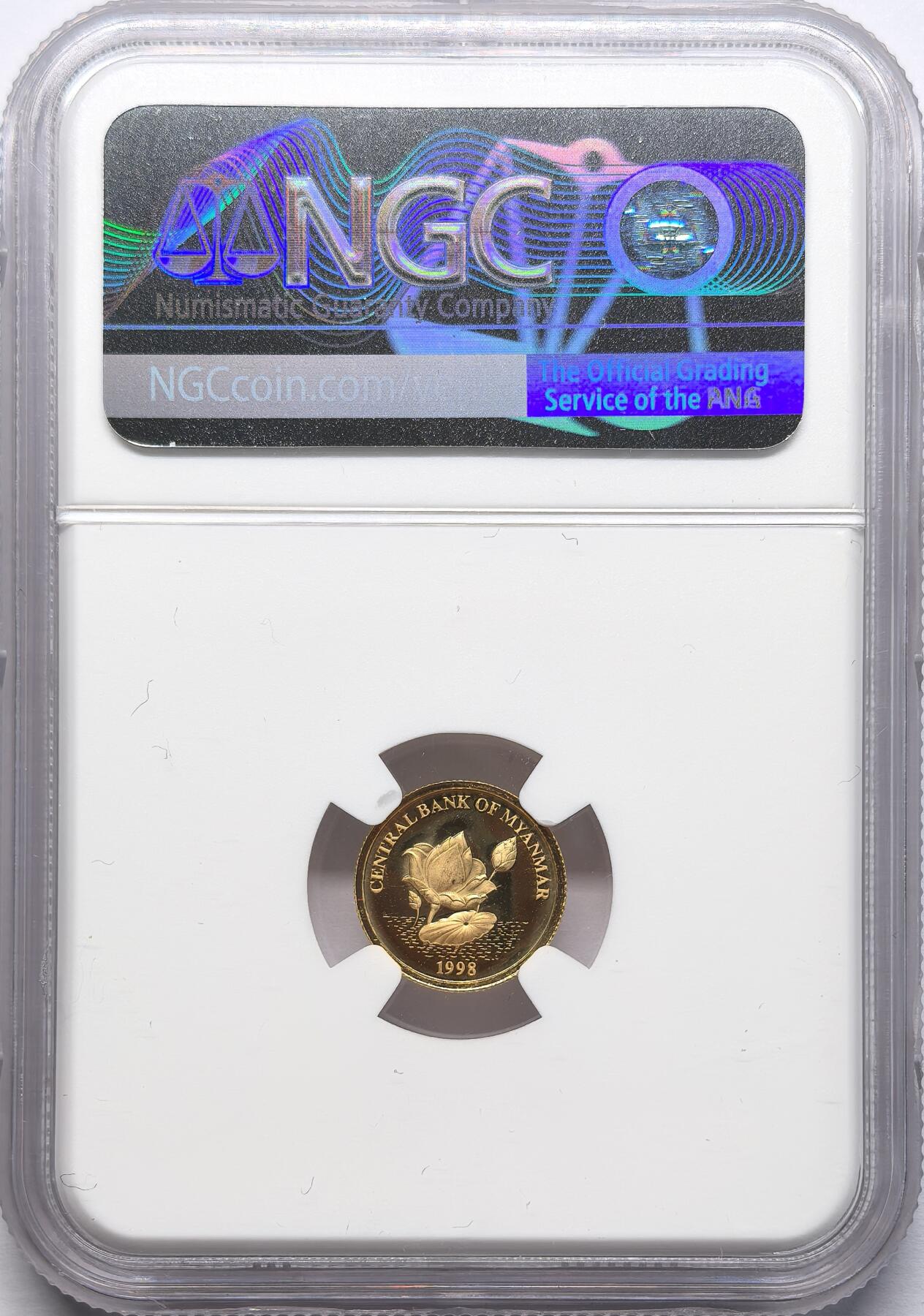 凡希社世界钱币微拍第二百八十六期 1998缅甸生肖虎年300K金币NGC-PF69UC，含纯金1/25盎司。