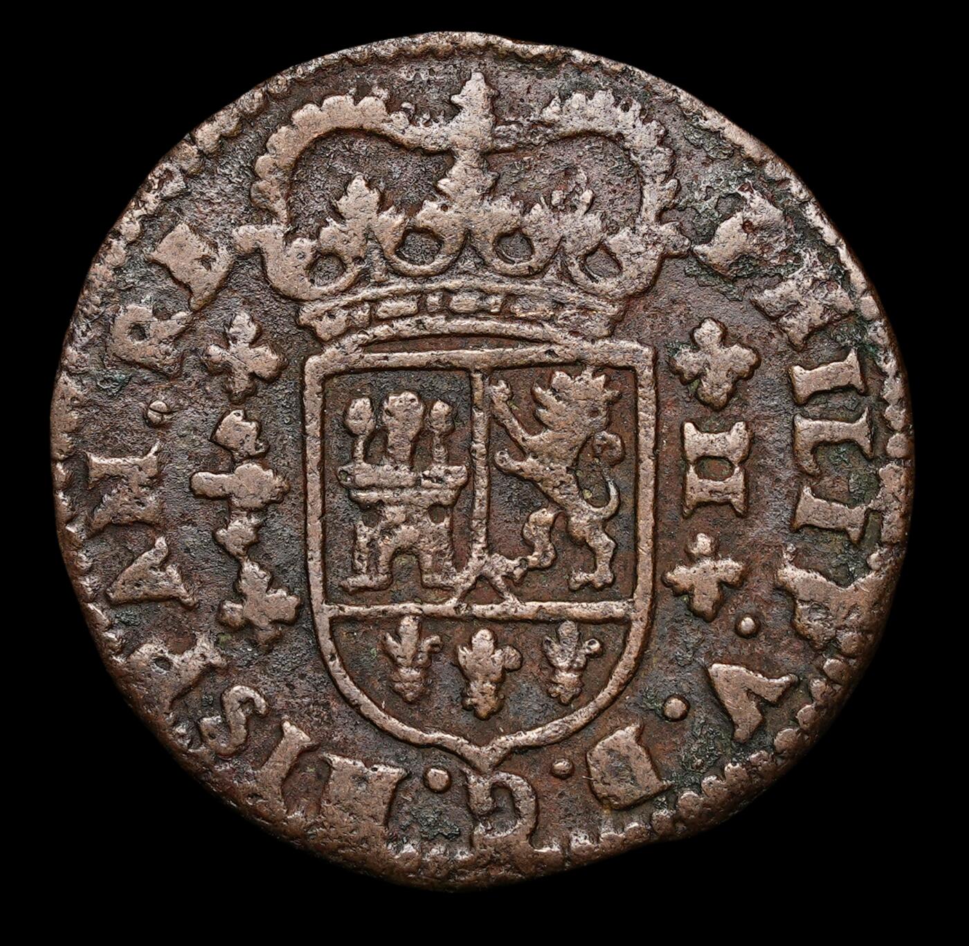 修遠堂世界钱币第四十四期 全场包邮 散币裸币专场 1718西班牙 1 Maravedi铜币 费利佩五世