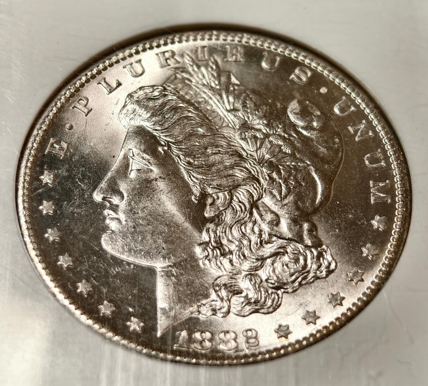 紫瑗钱币——第456期  美国 1882年 S版 摩根 大头妹1美元 银币 NGC  MS64