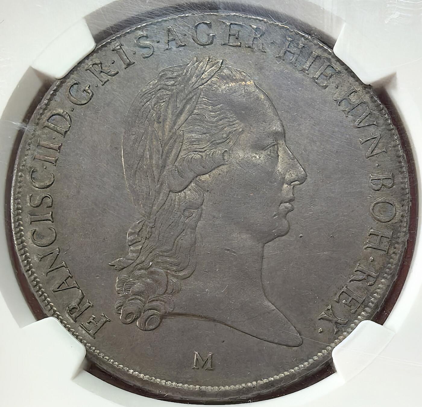 凡希社世界钱币微拍第二百八十六期 1793奥治米兰弗朗茨二世Kronenthaler大银NGC-MS61，深灰包浆，浓郁深沉，历史感厚重的一枚！
