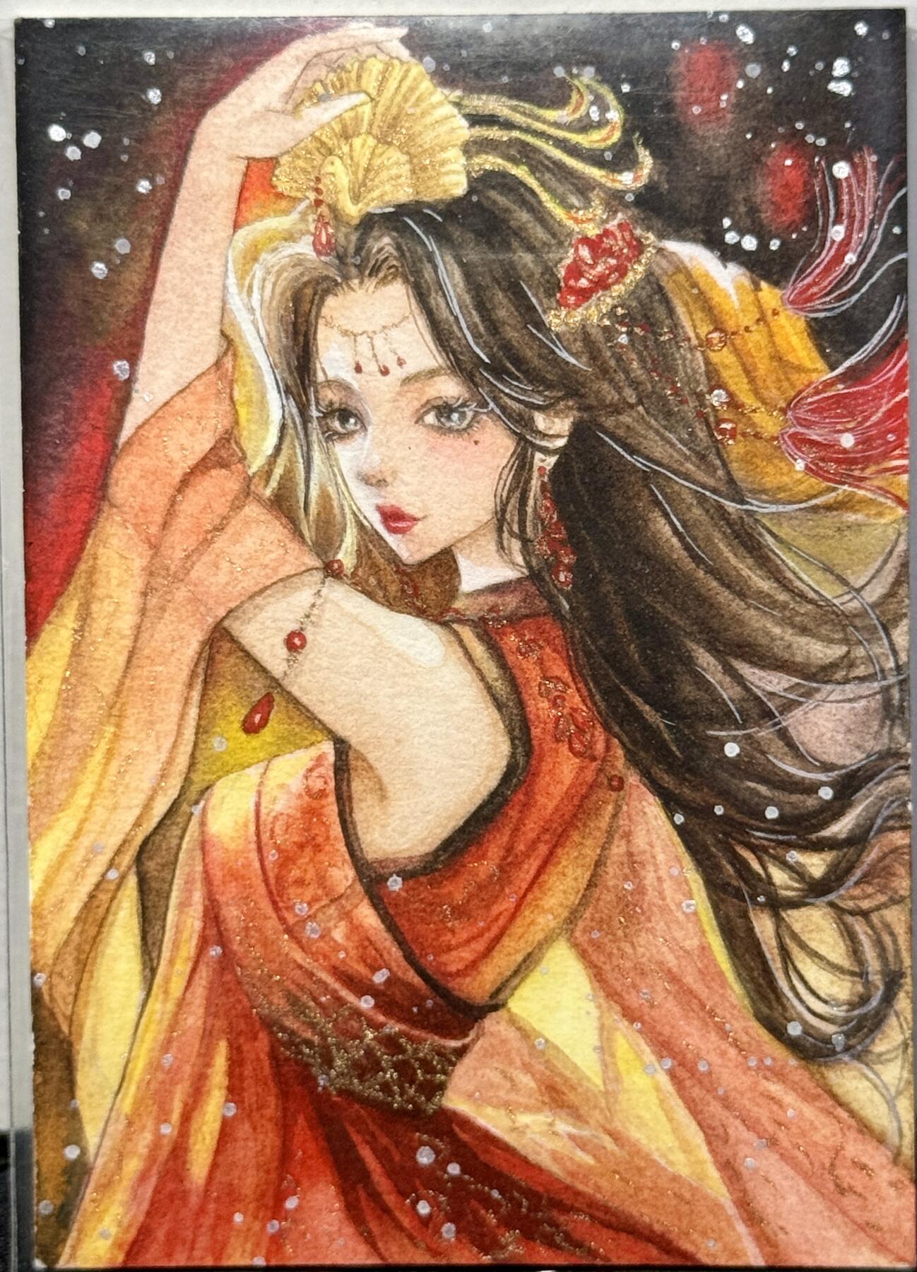 白泽拍卖卡牌手绘专场第8期（露深花气冷，霜降蟹膏肥） 2024 大唐手绘卡 舞 长乐亲签