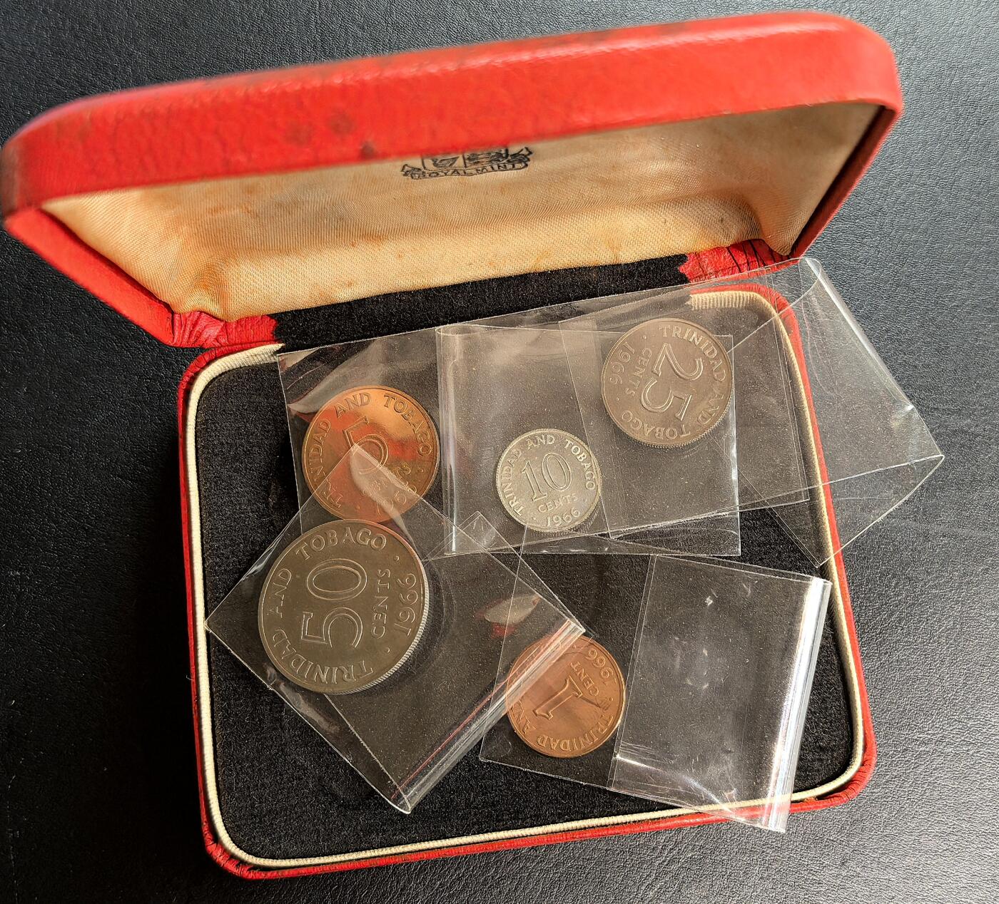 凡希社世界钱币微拍第二百八十六期 1966特立尼达和多巴哥Proof set精铸，附原盒