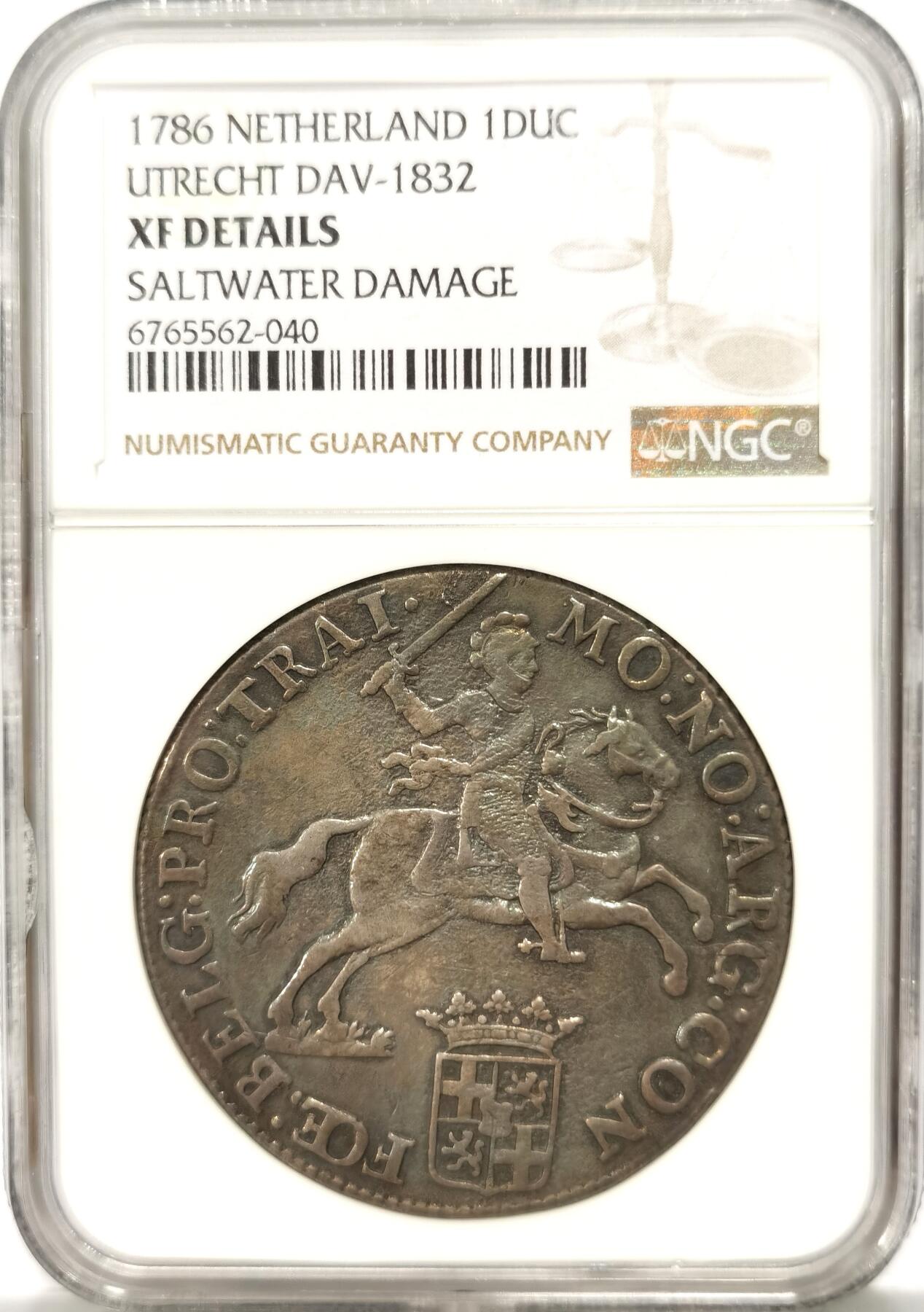 博洋堂世界钱币拍卖第096期（全场包邮） NGC XF 荷兰乌特勒支1786年1杜卡特马剑大银币