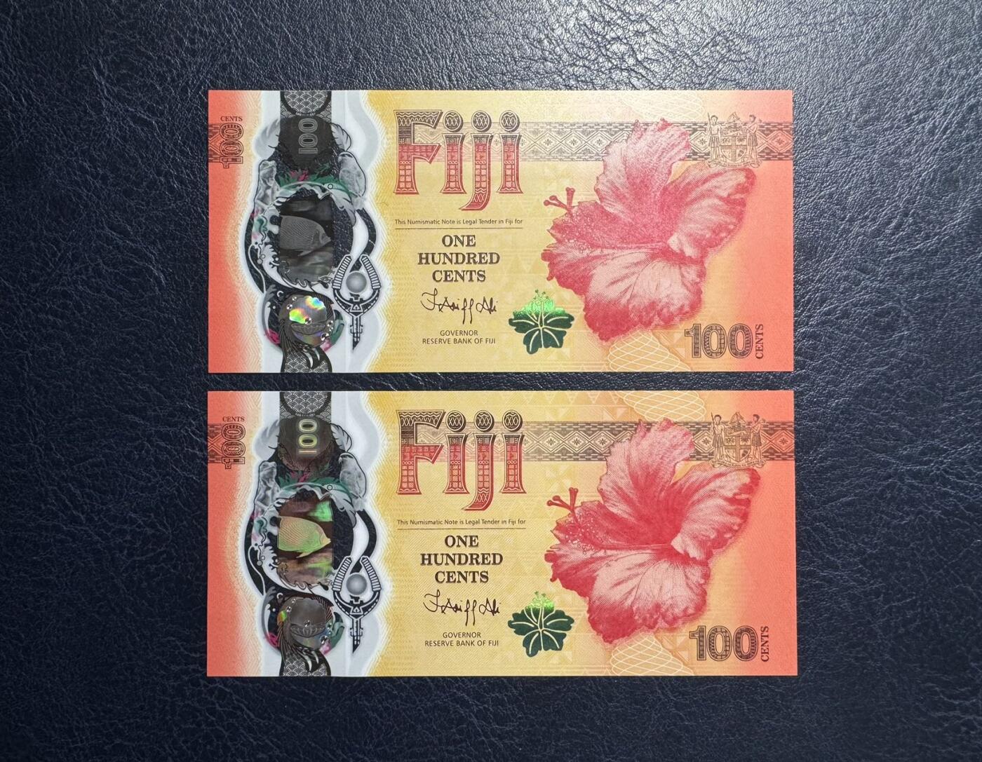 收藏联盟Quantum Auction 第385期拍卖  斐济2024年龙年100分纪念钞连号两张 品相全新UNC 老虎号88888身