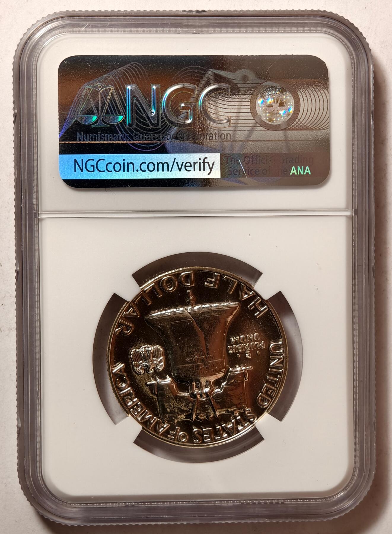 紫瑗钱币——第440期 美国 1959年 富兰克林 50美分 半美元 12.5克 0.9银 NGC PF67