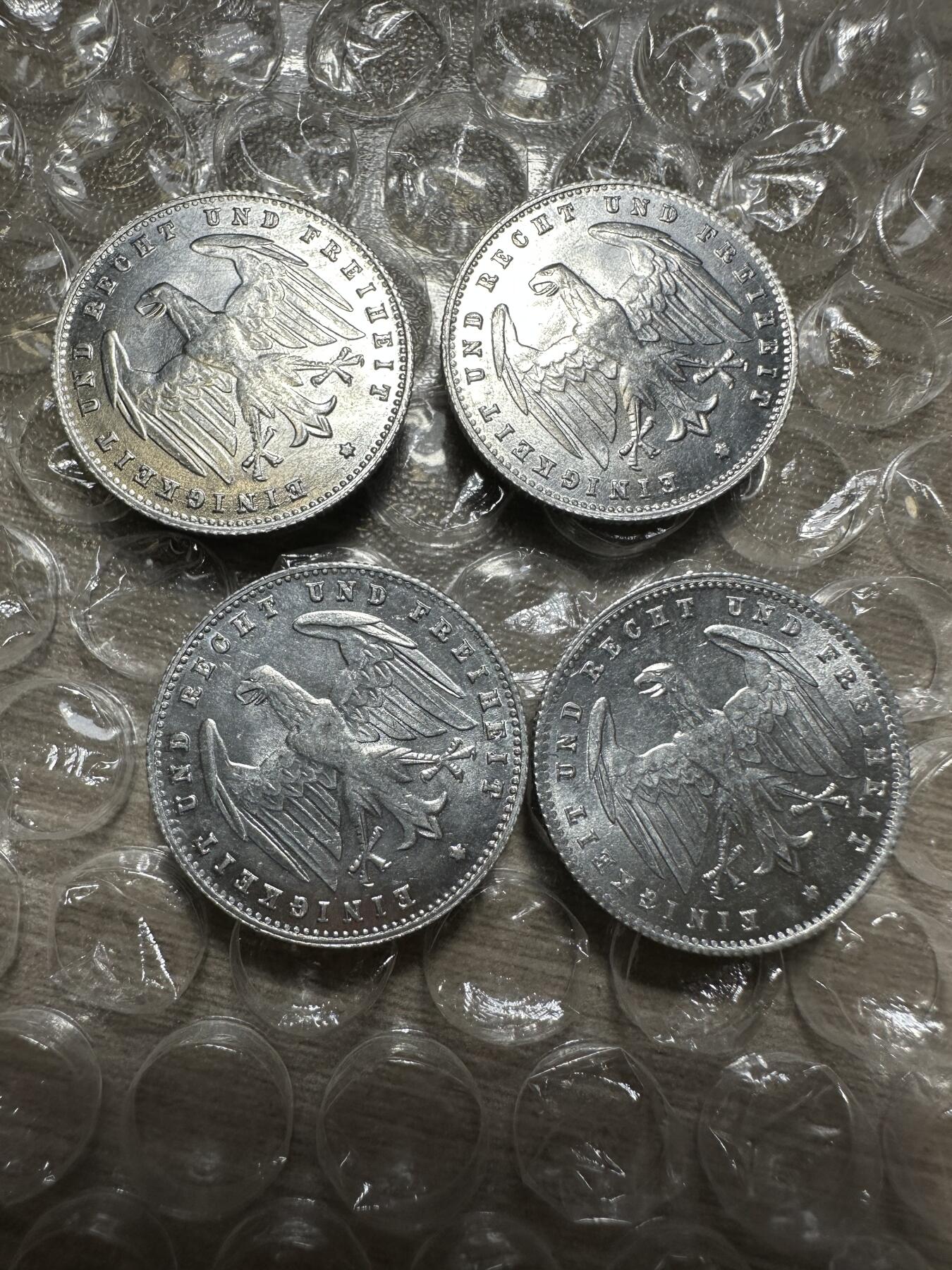 外国章，勋记，外币混合专场 原光美品1923年德国魏玛200马克铝币4枚