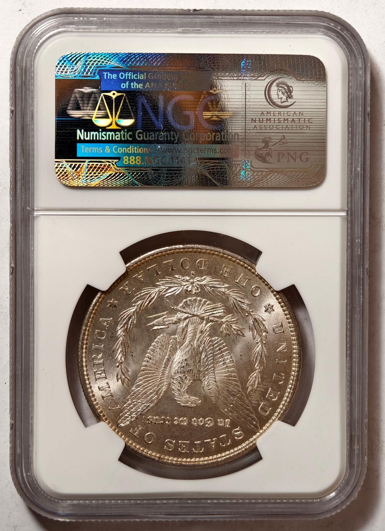 紫瑗钱币——第462期 美国 1880年 S版 摩根 大头妹1美元 银币 NGC  MS63