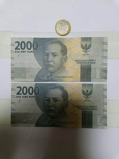 【20241021】非全新纸币第179场 - 1欧元硬币和2张印度尼西亚纸币