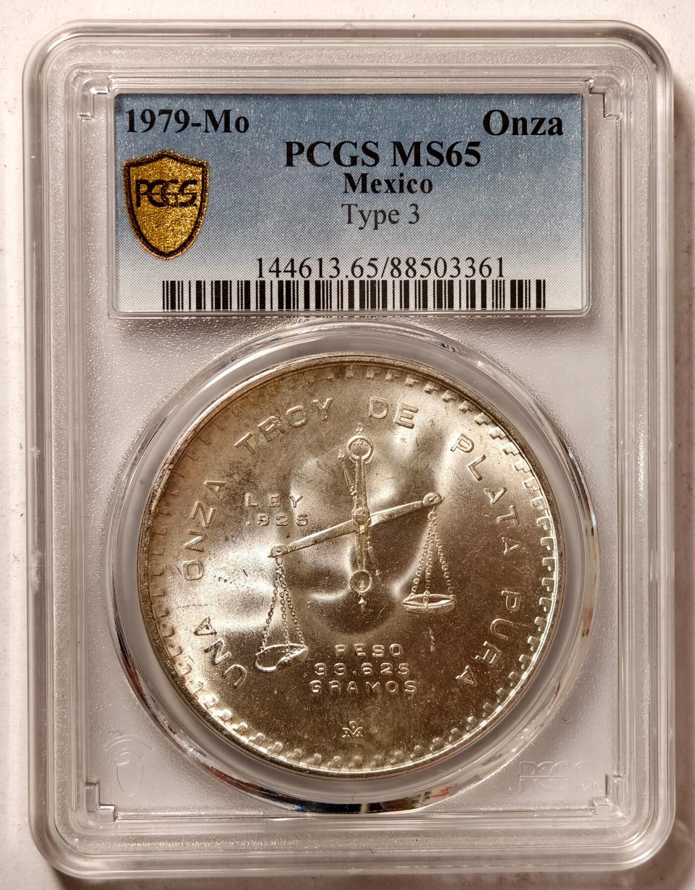 紫瑗钱币——第462期 墨西哥 1979年 MO 天平铸币机纪念币 PCGS MS65